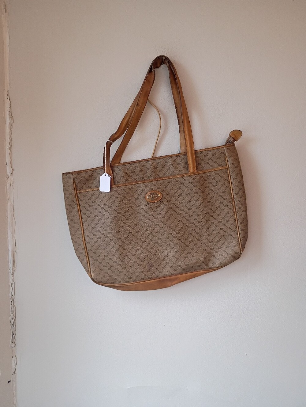 Vintage Gucci Monogram Tote Bag Brown